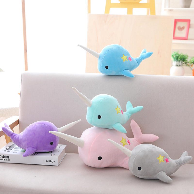 可爱双子星独角鲸公仔毛绒玩具鲸鱼抱枕海豚玩偶儿童生日礼物亲子