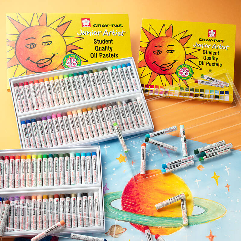 日本樱花(SAKURA)油画棒蜡笔美术儿童绘画 48色套装小太阳款 XEP-48C